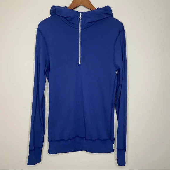 Reigning Champ Mid Weight Terry Dark Blue 100% Pima Cotton Half Zip Hoodie - Picture 1 of 16
